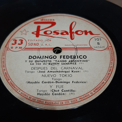 Simple Domingo Federico Su Quinteto Tango Argentino C23