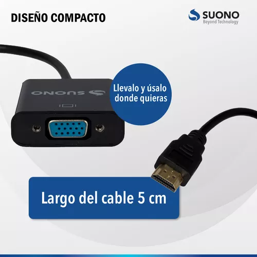 Adaptador VGA a HDMI Convierte conexión Para PC 1080P