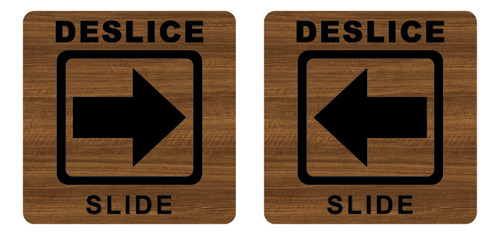 Jgo Letrero Señalamiento Vinil Deslice Jale Empuje 9.5x9.5cm Madera