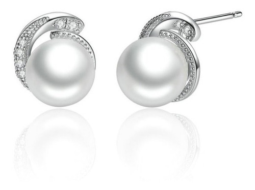 Aretes En Plata 925 Perlas Zircones Para Mujer