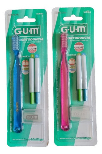 3 Kits Ortodoncia Gum (cepillo, Cera Y 2 Proxabrush) Sunstar