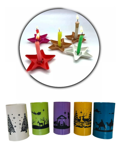 Ecológicos!!! Velas 12 + Faroles Grandes 12 + Portavelas 12