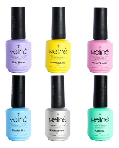 Imagen 1 de 9 de Kit X6 Esmaltes Meliné Gel On-off Color Uñas Semipermanente