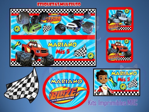 Kit Imprimible Blaze And Monsters Machines Candy Bar 2x1