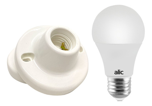 Receptáculo Floron Negro O Blanco + Lampara Led Alic 12w/14w