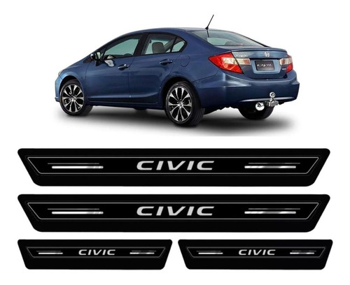 Imagem 1 de 8 de Soleira De Porta Honda Civic 2007 A 2016 Resinada - Preto