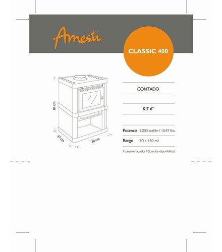 Estufa Amesti Classic 400 Rojo Italiano Pida Asesoramiento!