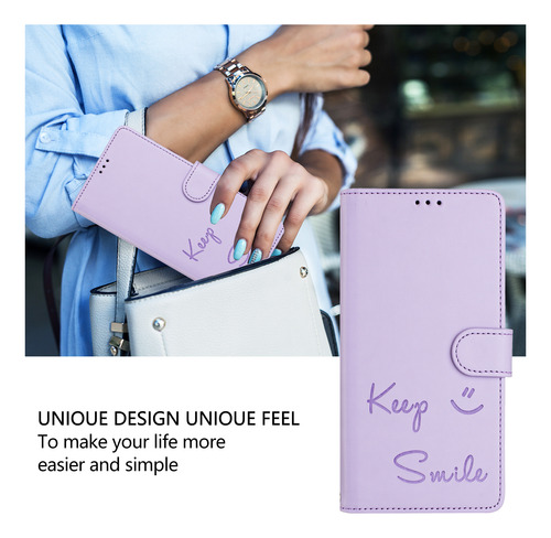 Funda De Piel Con Forma De Cara Sonriente Para Motorola Edge 50 Fusion Con Ranuras Para Tarjetas, Cierre Magnético, Cartera, Bloqueo Rfid, Soporte
