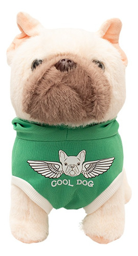 Perrito De Peluche Con Sudadera Ultra Suave Y Esponjoso 30cm Color Verde