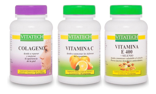 Combo Antioxidantes Colageno + Vitamina C + Vitamina E