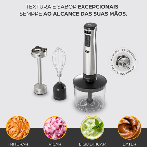 Mixer Portátil 3 Em 1 600w + Moedor De Café 127v Wap