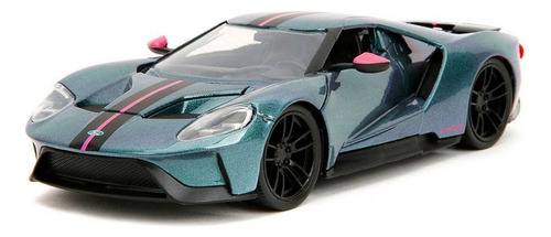 Coche miniatura Ford Gt 2017 Pink Slips 1:24 Jada Toys Blue