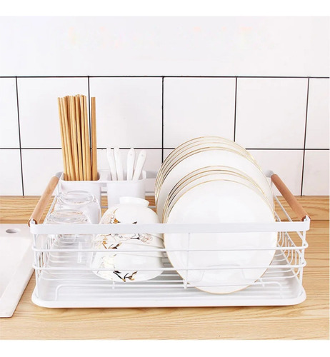 Escurridor Escurre Platos Asas De Madera Acero Inox