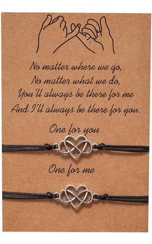 2 Pulseras Pinky Promise Heart Infinity Para Parejas, Mujere