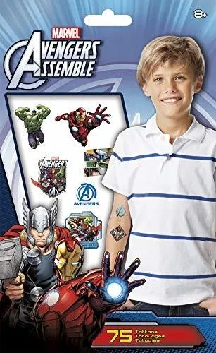 Marvel Avengers Ensambla Tatuajes Temporales - 75 Ct.