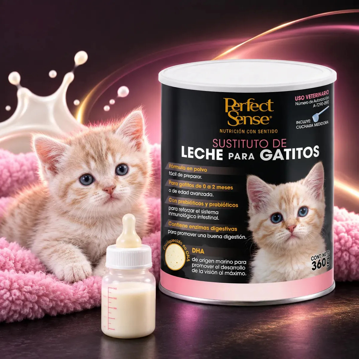 Sustituto de Leche Perfect Sense para Gatitos con DHA y Probióticos 360 g