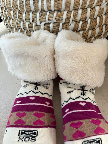 Pantumedias Sox Infantil Abrigo Corderito Invierno Frio Fucsia 1