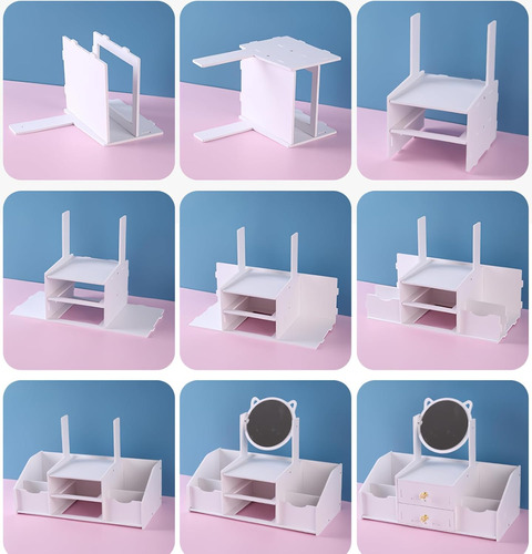 Lindo Organizador De Maquillaje Multifuncional Con Espejo