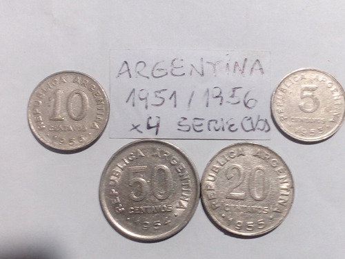 Monedas Argentina. Lote Centavos Década 50. Lote X 4 Uni