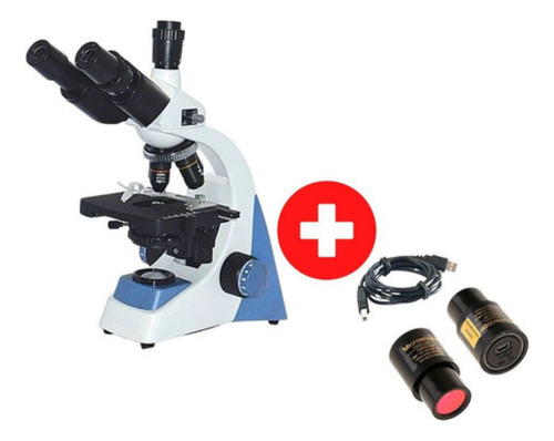 Microscópio Trinocular Acromático + Camera 2,0 Mega Pixels