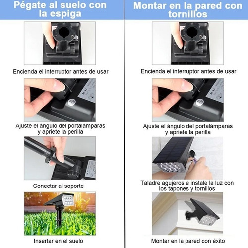 .. Lampara Led 4w Panel Solar Jardín Estaca Luz Blanca