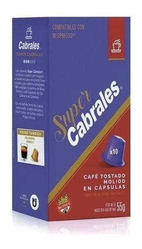 Capsulas Cafe Super Cabrales Nespresso Libre Gluten Kosher