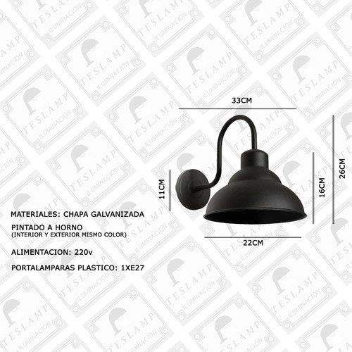 Imagen 2 de 10 de Pack X2 Lampara Aplique Pared Galponero Vintage Apto Led