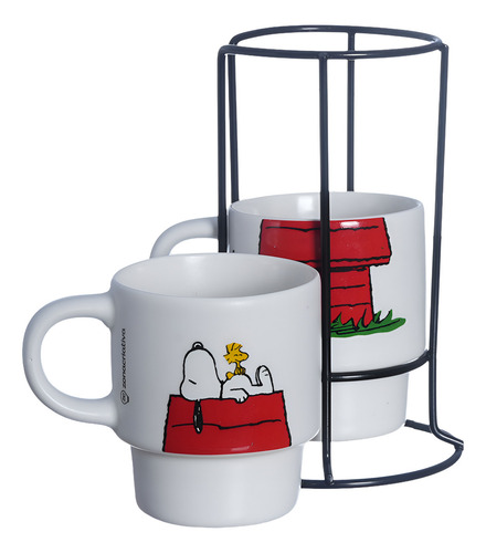 Kit Xicaras Snoopy Peanuts Café Chá Presente Coração