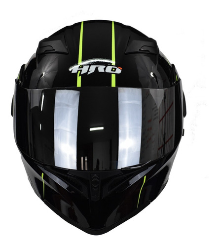 Casco Moto Abatible Hro 3400dv Unit Negro Amarillo Con Luz
