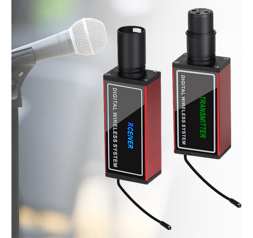 De Micrófono Transmisor Receptor Enchufe Recargable Rojo
