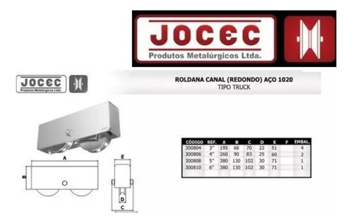 Roldana Aco 3 Pol Canal V Tipo Truck Conj Dupla Portão Jocec