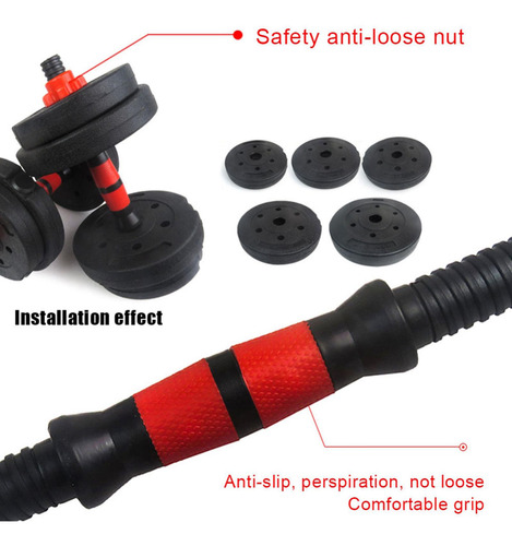 Barra Antideslizante Con Mancuernas Tubo De Acero 50cm