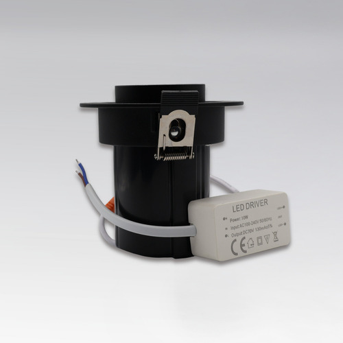 Luminaria Sobreponer Techo Aro + Cilindro Dirigible Inclinación 45° + Rotación Manual 350° Aluminio Negro 10w Interior Ip20 Blanco Cálido Ar7 Lite Ade-705