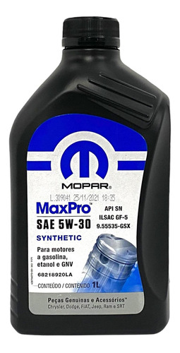 Óleo 5w30 Maxpro Sintético Original Mopar - 1 Litro