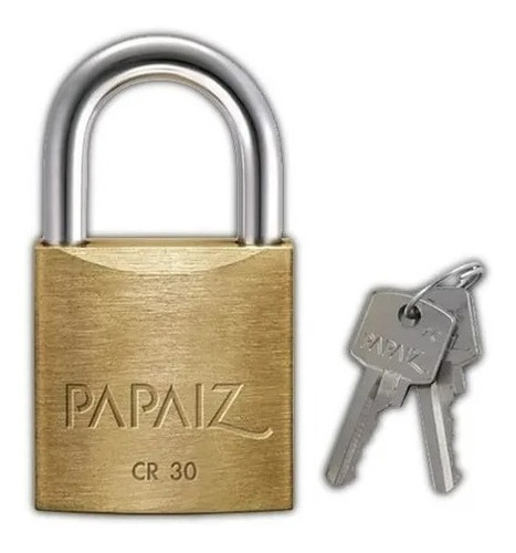Kit 3 Cadeado Papaiz Cr30 Cor Dourado 30mm Latão Maciço