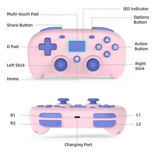 Dyonder Controlador Inalámbrico Para Ps4, Mini Estilo Ps4 Ga