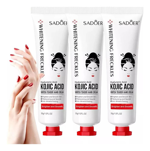 Crema De Manos Sadoer Con Ácido Kójico (3 Piezas)