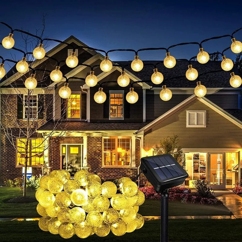 Wan Guirnalda De Luces Impermeable Solar 12m 100 Jardín Foco