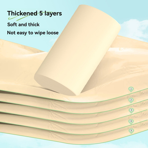 Papel Higiénico De 5 Capas De Pulpa De Bambú: Paquete Fácil