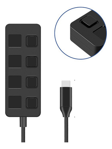 Conmutador Usb 3.0 Con Botón De 4 Puertos, Divisor Usb 1 A 4