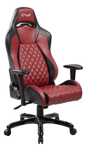 Silla de escritorio iQual IQ26HQ gamer ergonómica  negra y roja con tapizado de cuero sintético