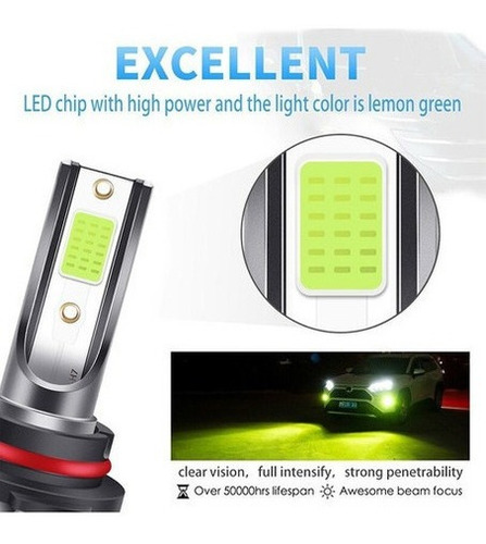 Kit Super Brillante De Focos Led Faros Verde H11 9005 9006