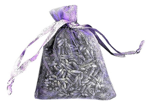 12 Bolsas De Lavanda Seca En Organza Lila Pequeña, Flor Real