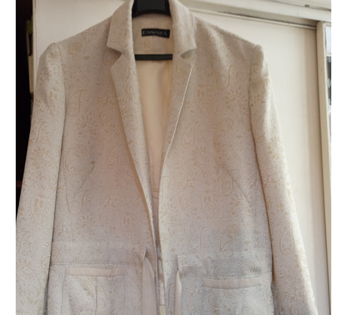 Blazer Saco Mujer Beige Con Dibujos Bulgaros Muy Bueno