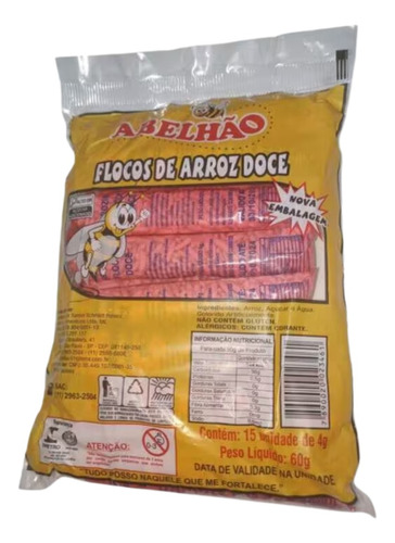 Flocos De Arroz Doce Abelhão 60g - 15 Unidades De 4g