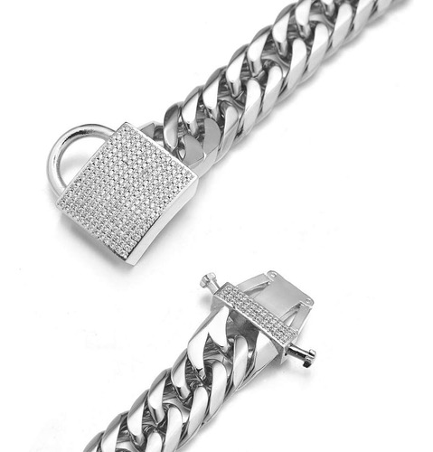 Aiyidi Collar De Perro Con Cadena De Eslabones Cubanos Doble