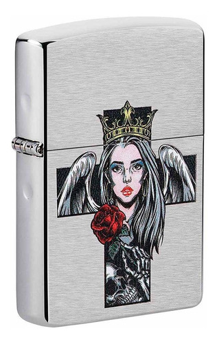 Encendedor Zippo Cromado Cruz Con Angel Mz49262