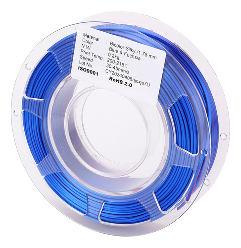 Filamento Silk Pla De Dos Colores, Azul Y Rojo Violáceo, 1,7