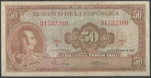 Colombia, 50 Pesos 12 Oct 1967 Bgw261