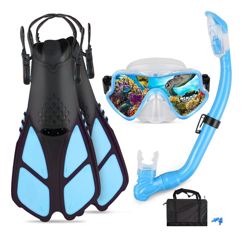 Aosdero Kids Snorkeling Set Ajustable Natación Niños Aletas 